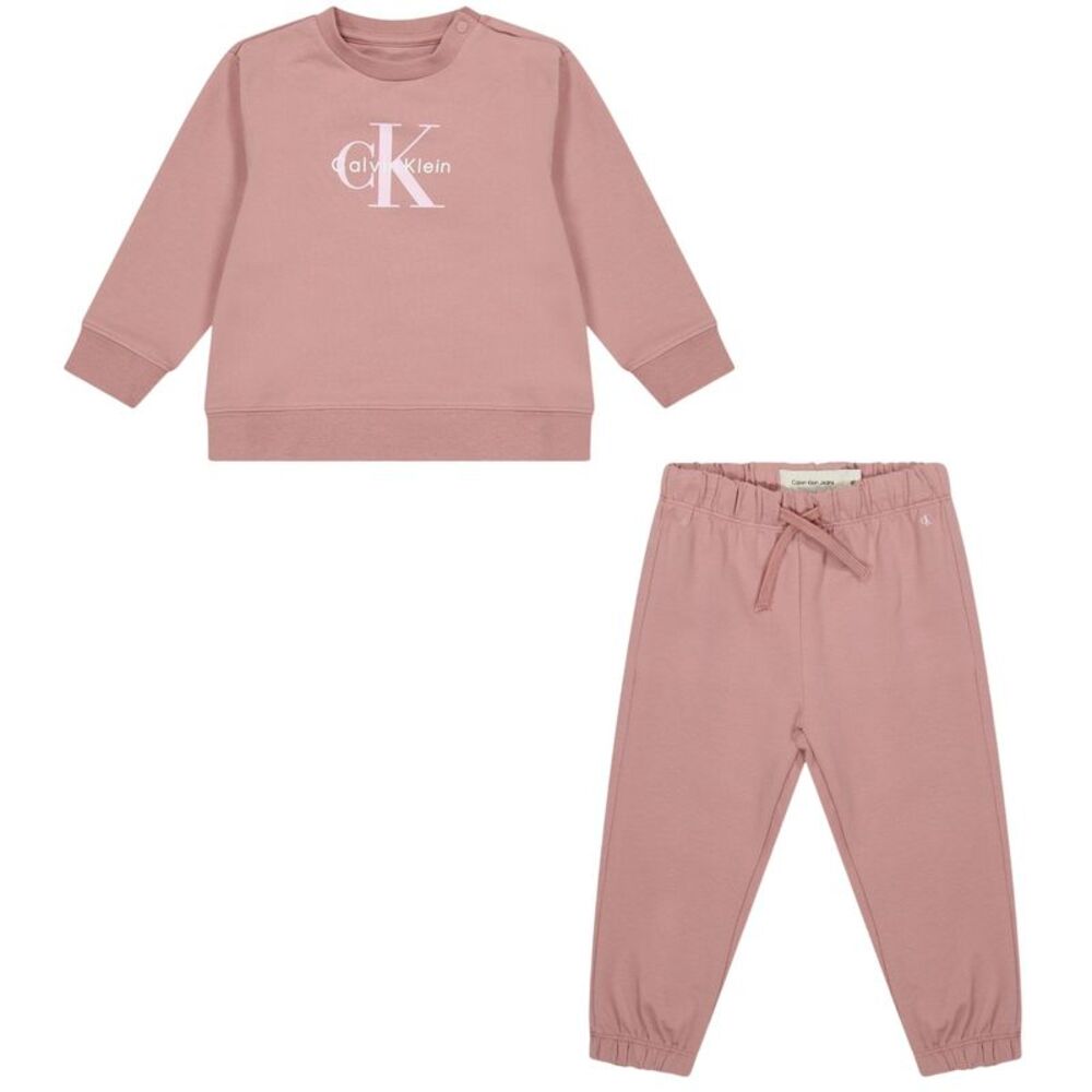 Calvin Klein Baby Monogram Sweatshirt & Jogging Bottoms Set / Rose